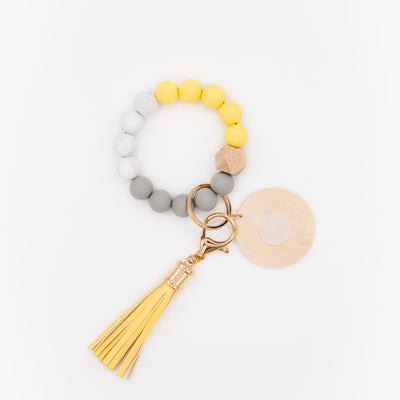 Yellow Bead Interchangeable Wristlet Keychain