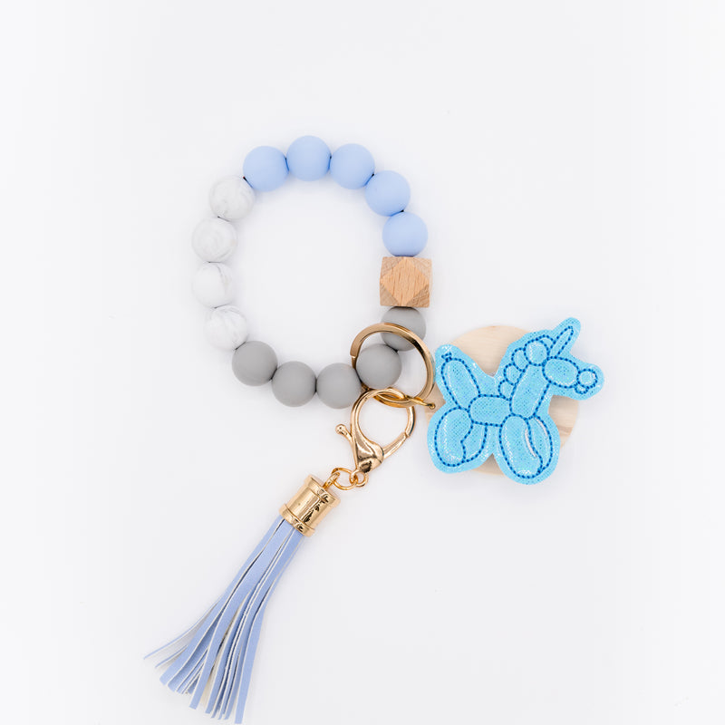 Baby Blue Bead Interchangeable Wristlet Keychain