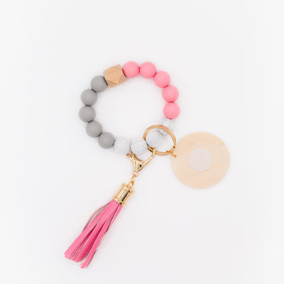 Pink Bead Interchangeable Wristlet Keychain
