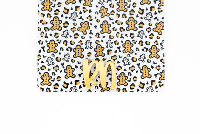 Gingerbread Leopard with Gold Peachy Text // Badge Backer // 2-4 Week Turnaround Time