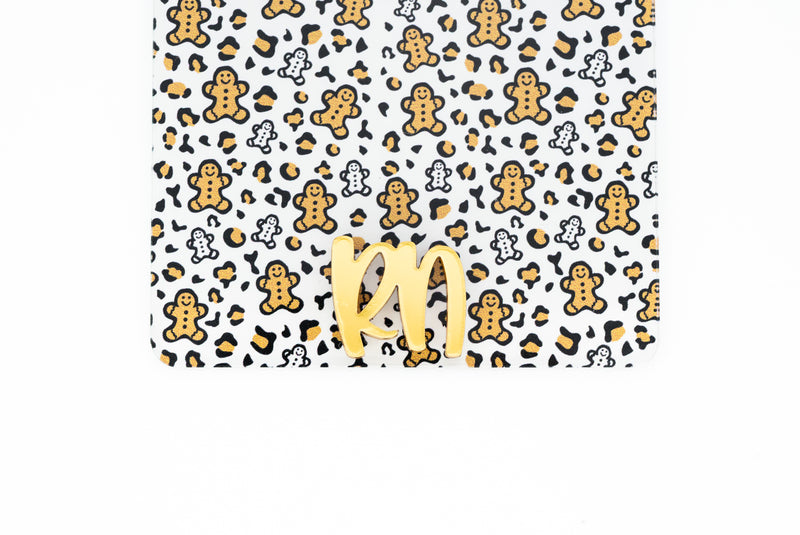 Gingerbread Leopard with Gold Peachy Text // Badge Backer // 2-4 Week Turnaround Time