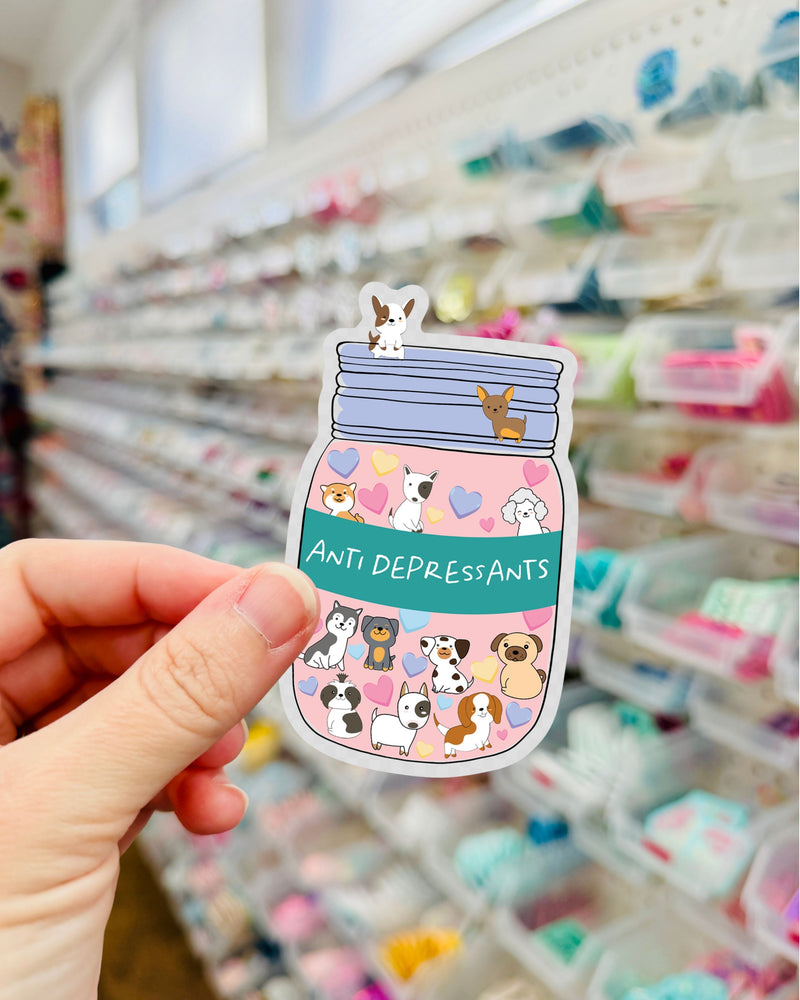 Dog Lover Anti-Depressants // Clear Sticker