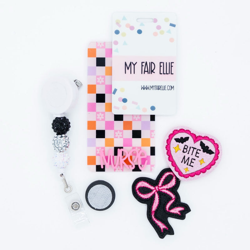 Bite Me Heart + Bow Badge Reel Set // As Seen on Social Media