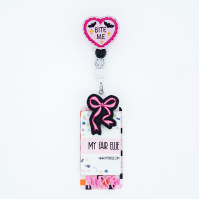 Bite Me Heart + Bow Badge Reel Set // As Seen on Social Media