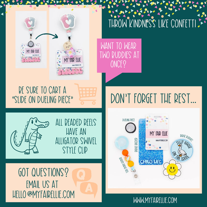 Mint Green Daisy Bead Reel ONLY! // White Badge Reel Base