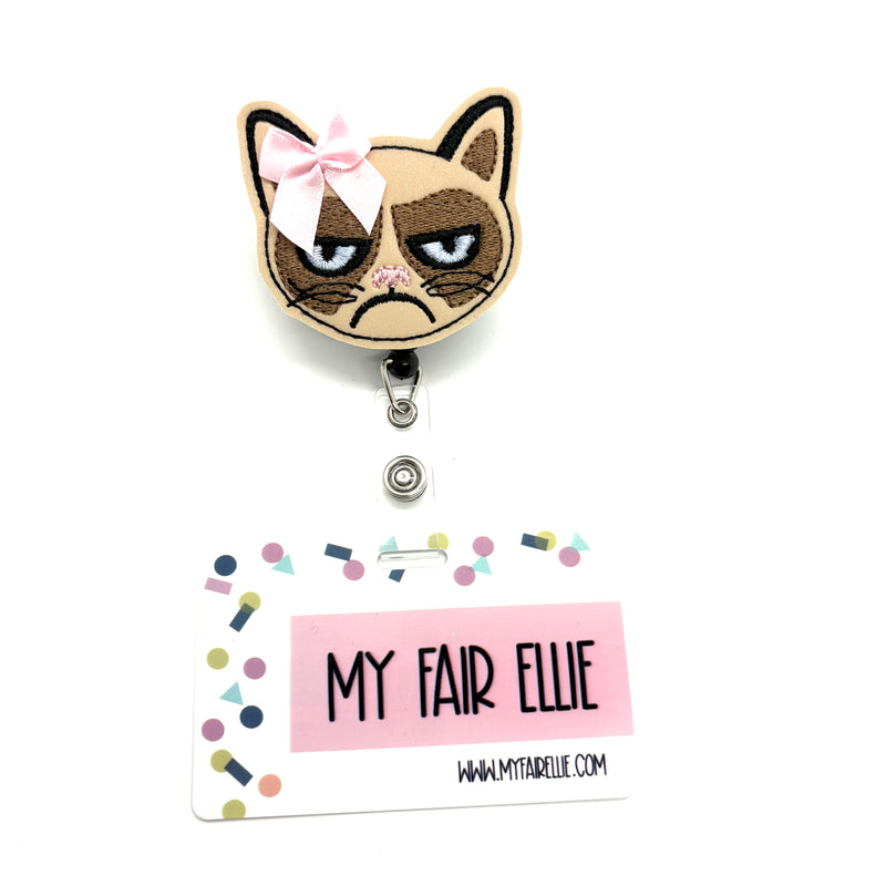 Pink Bow Grumpy Cat // Badge Buddy