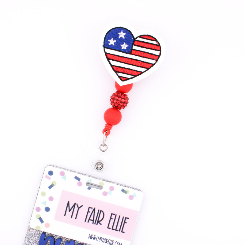 USA Flag Heart // Badge Buddy – My Fair Ellie