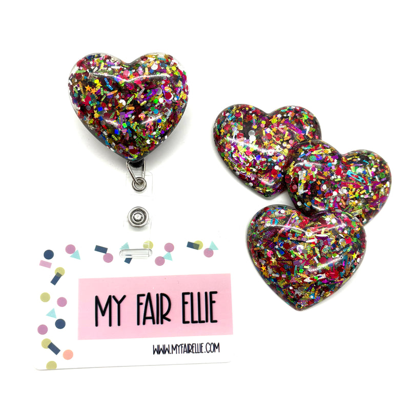 School Time Glitter Resin Heart // Badge Buddy