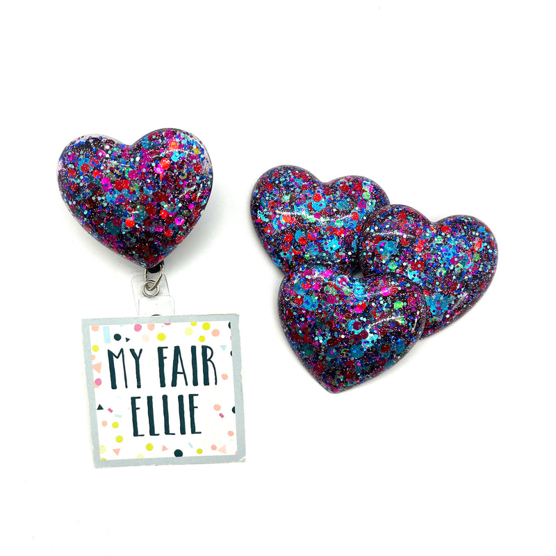 Party Mix Resin Heart // Badge Buddy