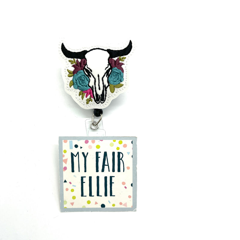Floral Bull Skull // Badge Buddy