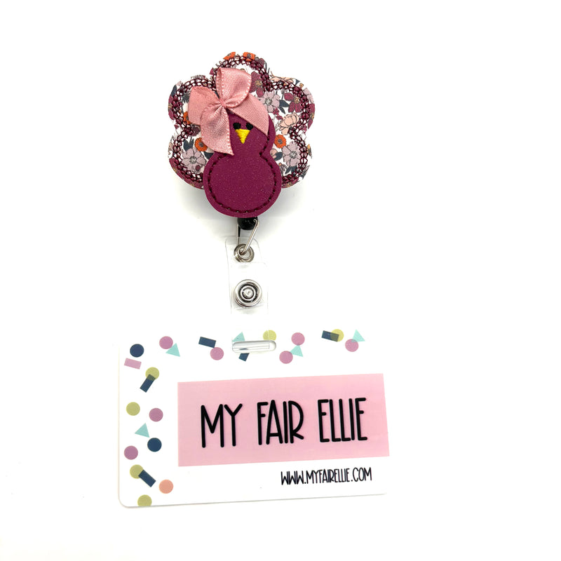 Stacked Burgundy Floral Print Turkey with Bow // Fall