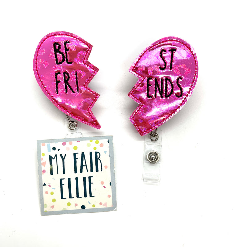 **Limited Edition** Hot Pink Leopard Best Friends Heart // Badge Buddy