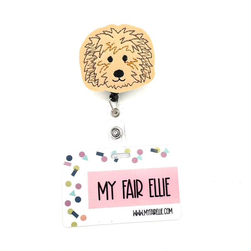 Tan Goldendoodle // Badge Buddy