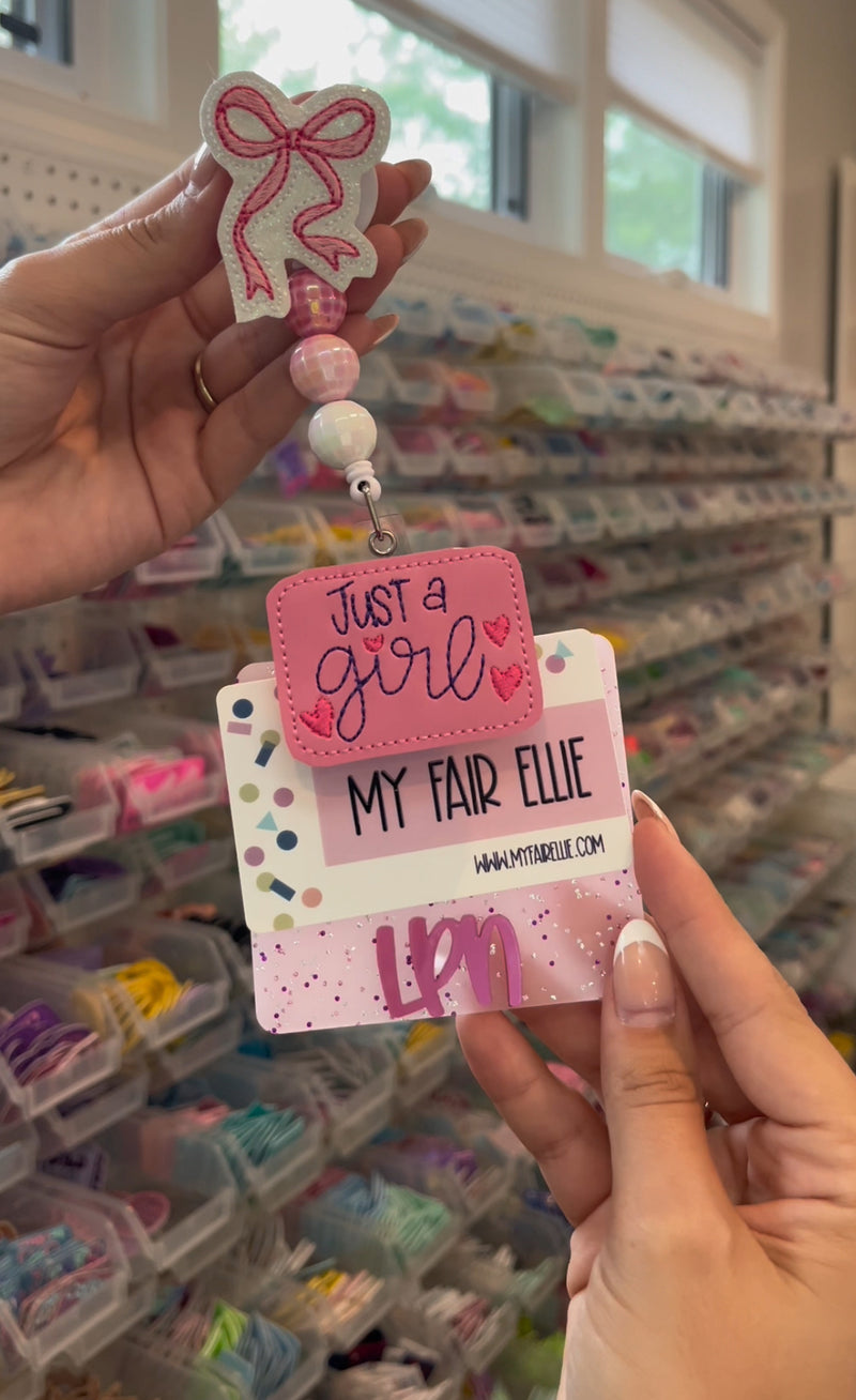 Just a Girl Badge Reel Set