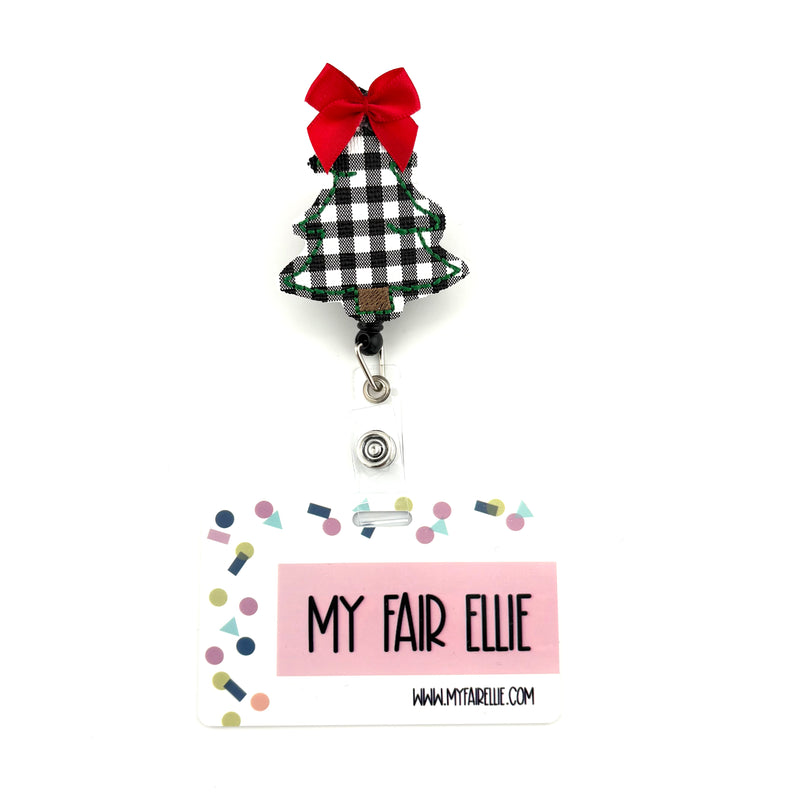 Checkered Tree with Red Bow // Christmas