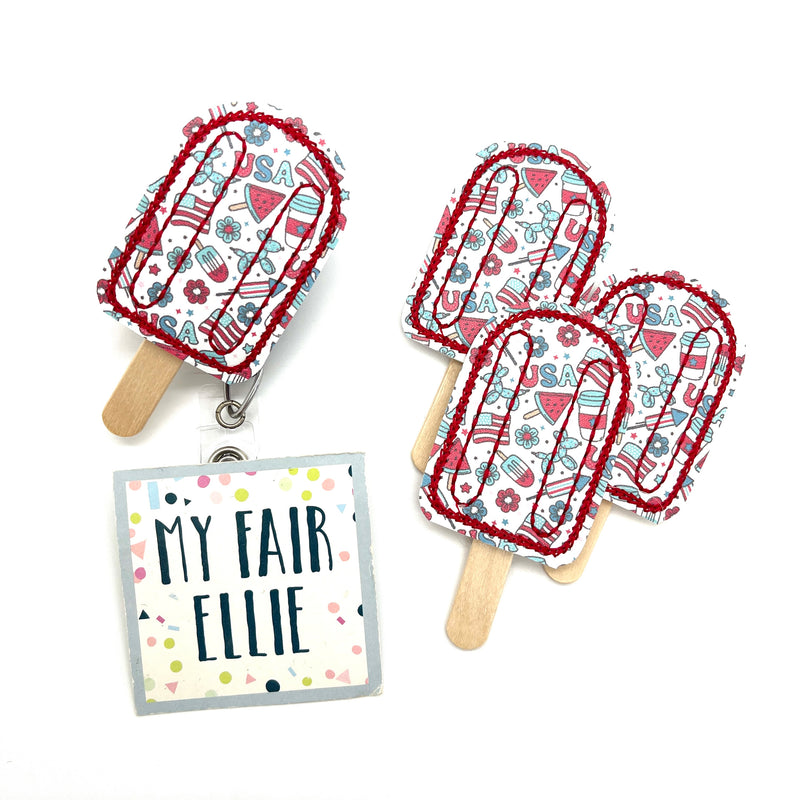 SALE!! USA print Popsicle // Badge Buddy