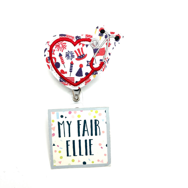 **Limited Edition** Patriotic Stethoscope Heart // Badge Buddy