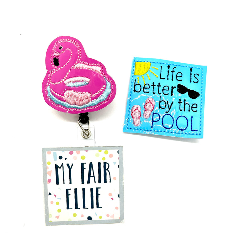 SALE!! Life is better by the Pool // Flamingo Float // Badge Buddy