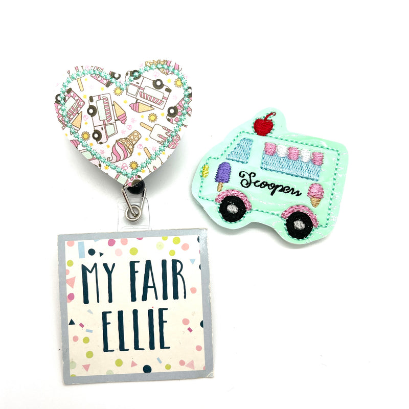 SALE!! Scoopers Ice Cream Truck // Ice Cream Heart // Badge Buddy