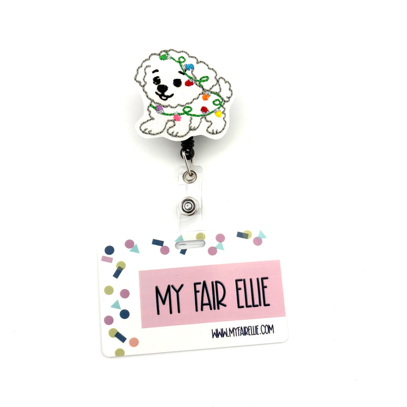 White Dog in Christmas Lights // Christmas