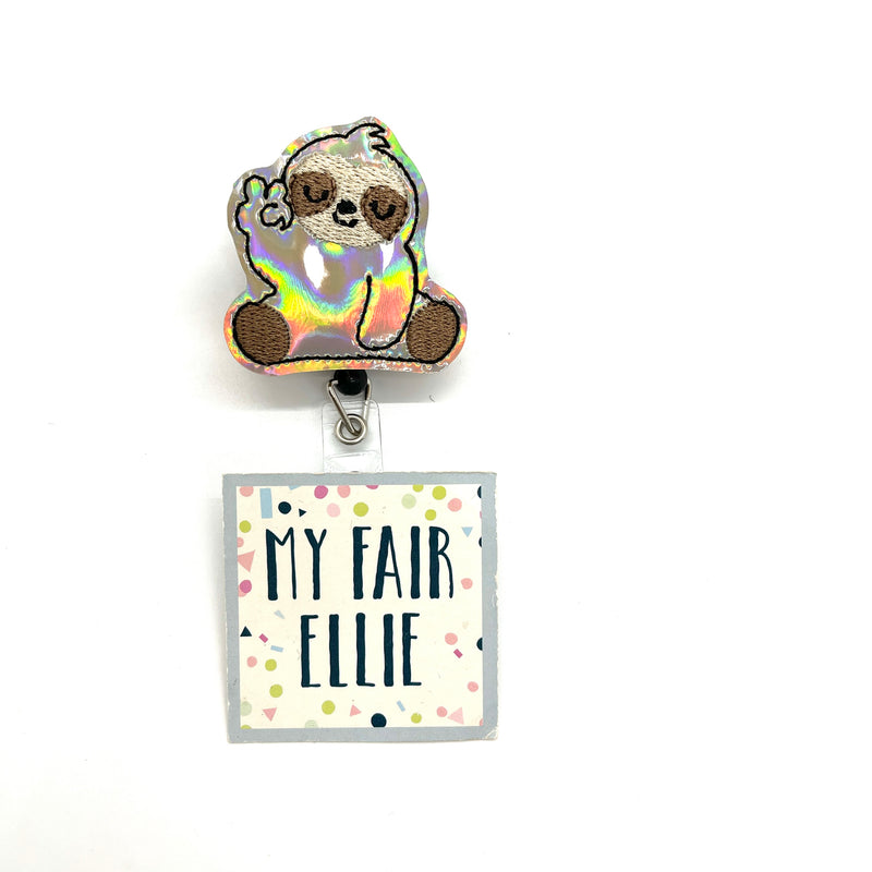 SALE!! Peace Sign Sloth // Badge Buddy