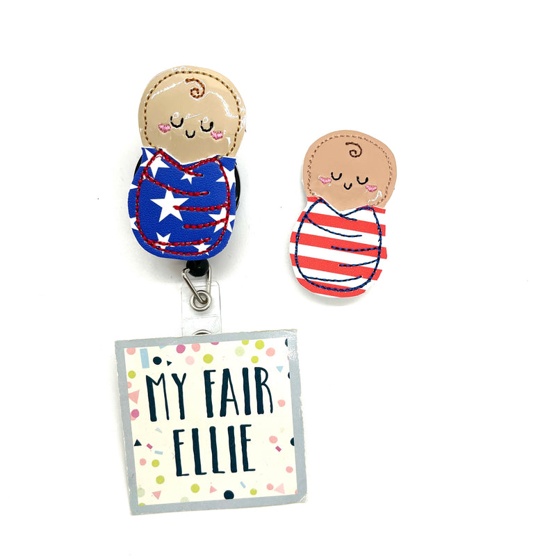 SALE!! Stars & Stripes // Swaddle Baby // Badge Buddy