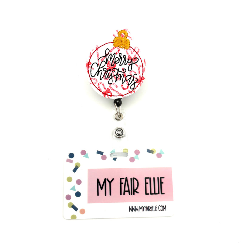 Candy Cane Print Merry Christmas Ornament // Christmas