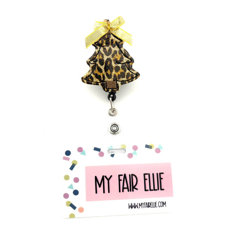 Leopard Print Tree with Gold Bow // Christmas