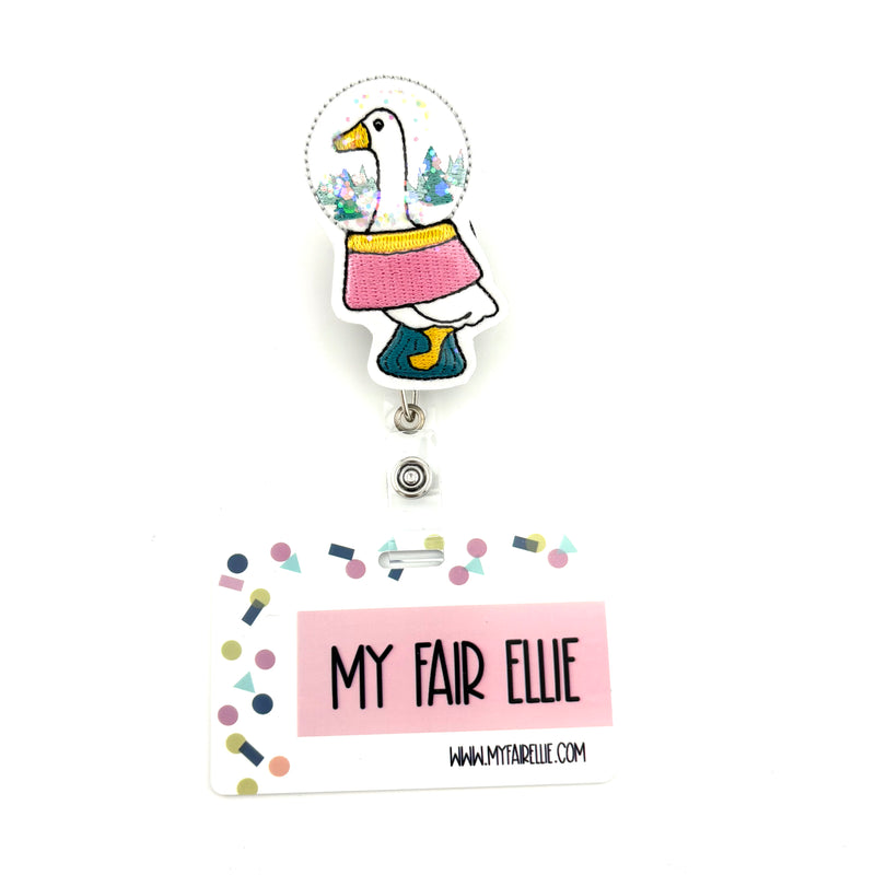 Goose in Snow Globe SHAKER // Badge Buddy