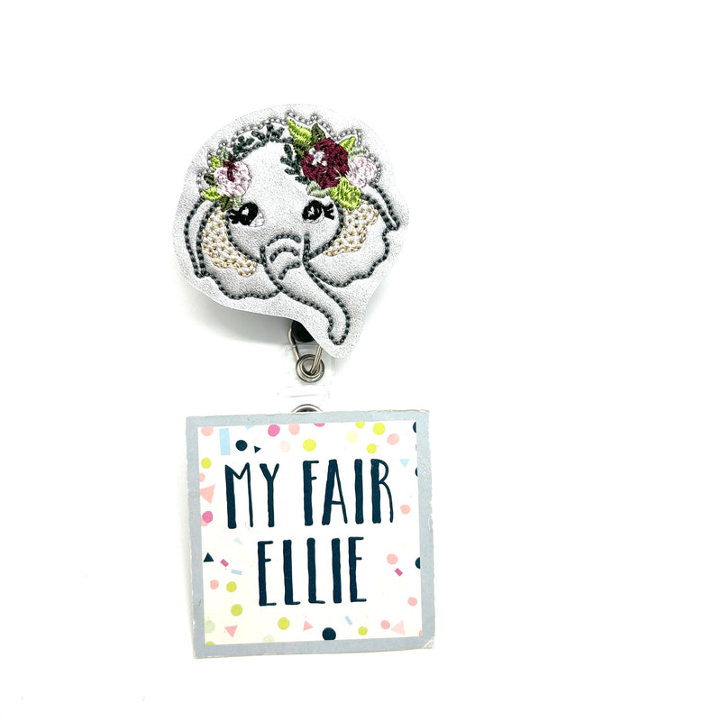 SALE!! Floral Crown Elephant // Badge Buddy