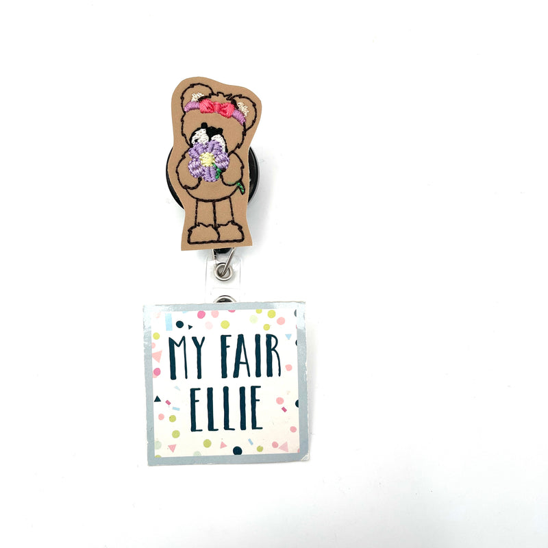 SALE!! Bear holding Flower // Badge Buddy