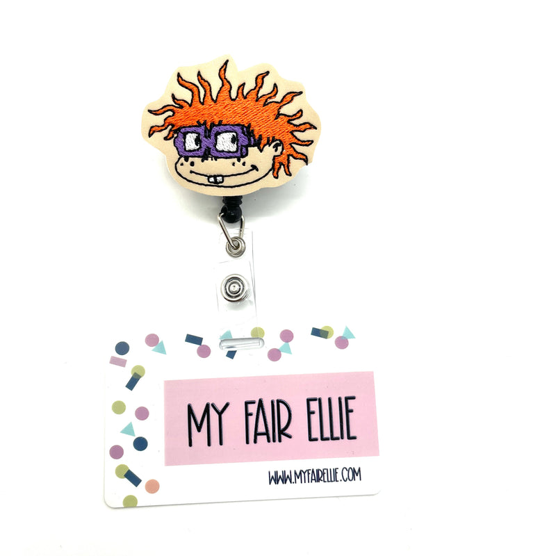 SALE!! Orange Hair Boy in Glasses // Badge Buddy