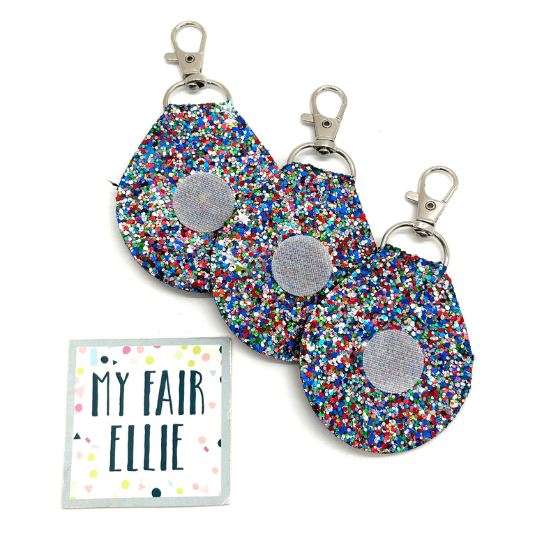 Interchangeable Glitter Keychain // Blue Silver Glitter Mix