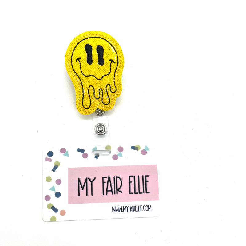 Glitter Melting Smile Face // Badge Buddy