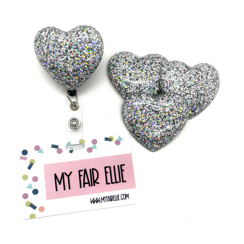 Holo Glitz Resin Heart // Badge Buddy