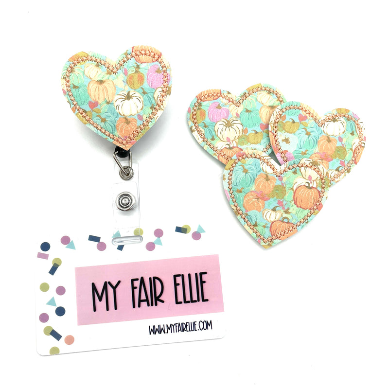 Mint Pumpkin Printed Heart // Badge Buddy