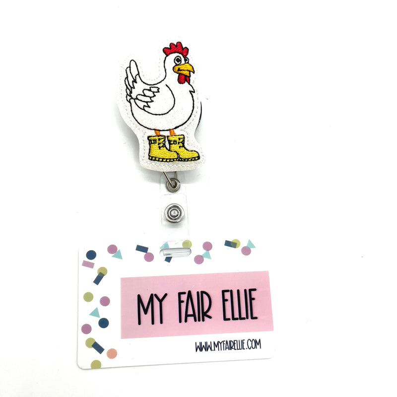 Chicken in Yellow Rain Boots // Badge Buddy