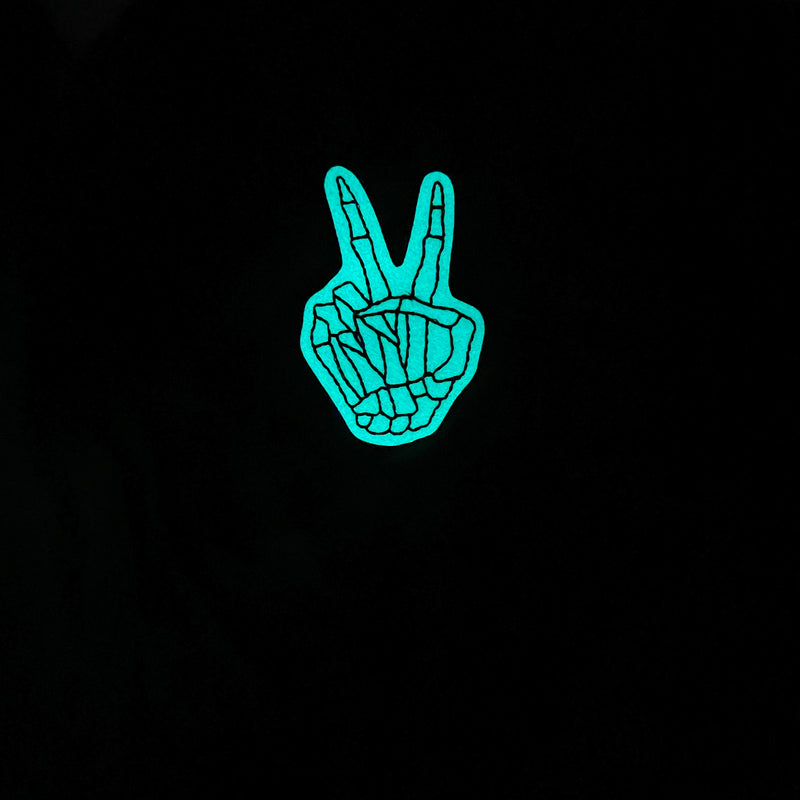 Glow Glitter Peace Sign Skeleton // Badge Buddy