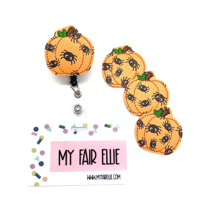 **Limited Edition** Spider Print Pumpkin // Badge Buddy