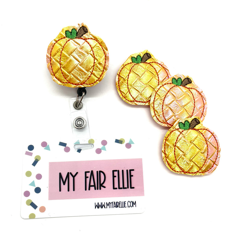 Holo Weave Stamp Pumpkin // Badge Buddy