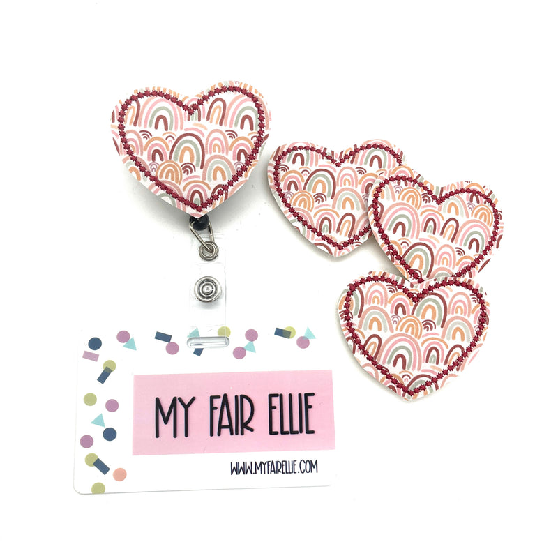 Fall Rainbow Printed Heart // Badge Buddy