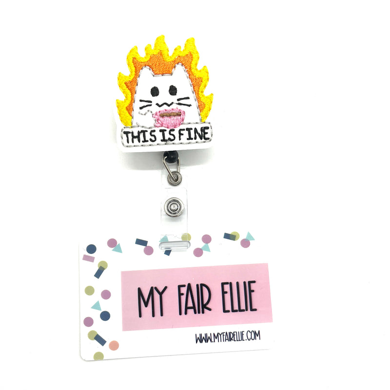 This is Fine (Cat on Fire) // Badge Buddy