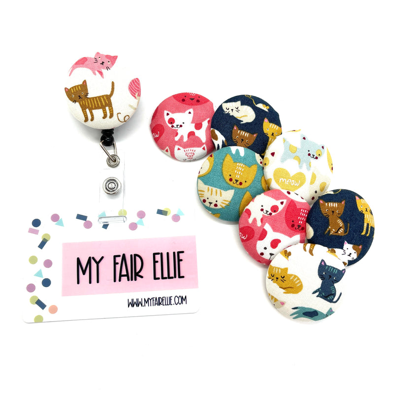 Cat Lover // Fabric Covered Button Buddies // Badge Buddy