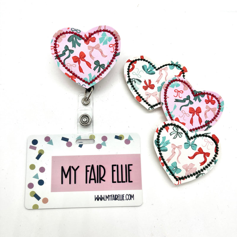 Coquette Bow Printed Heart // Badge Buddy