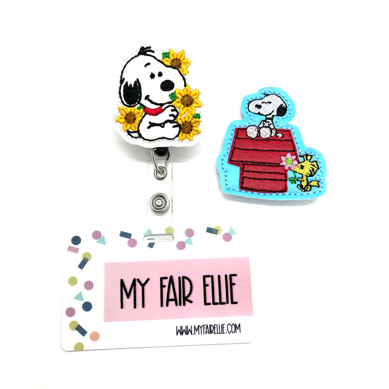 Best Friends // White Dog & Yellow Bird // Badge Buddy