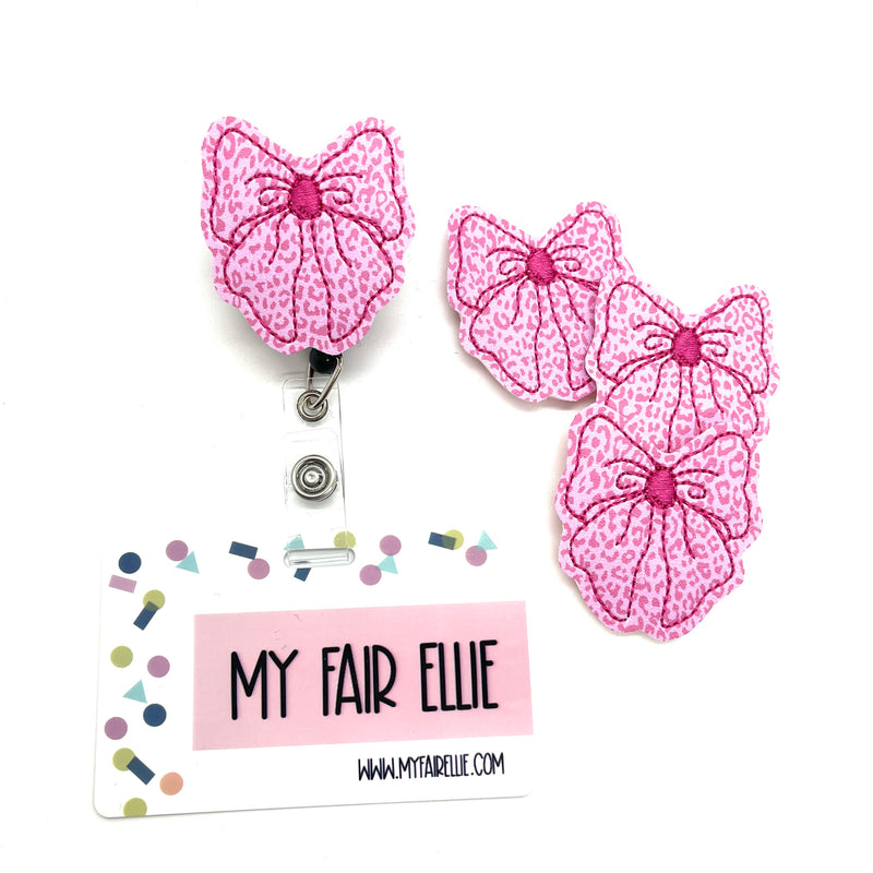 Pink Leopard Print Bow // Badge Buddy