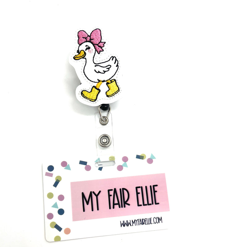 Walking Goose with Pink Bow // Badge Buddy