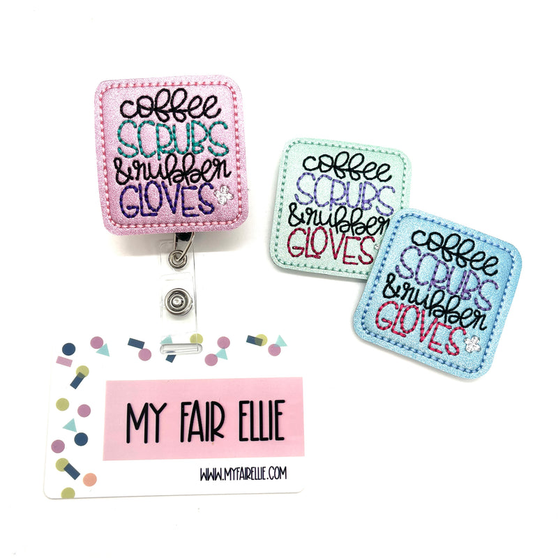 Coffee Scrubs Rubber Gloves // Badge Buddy