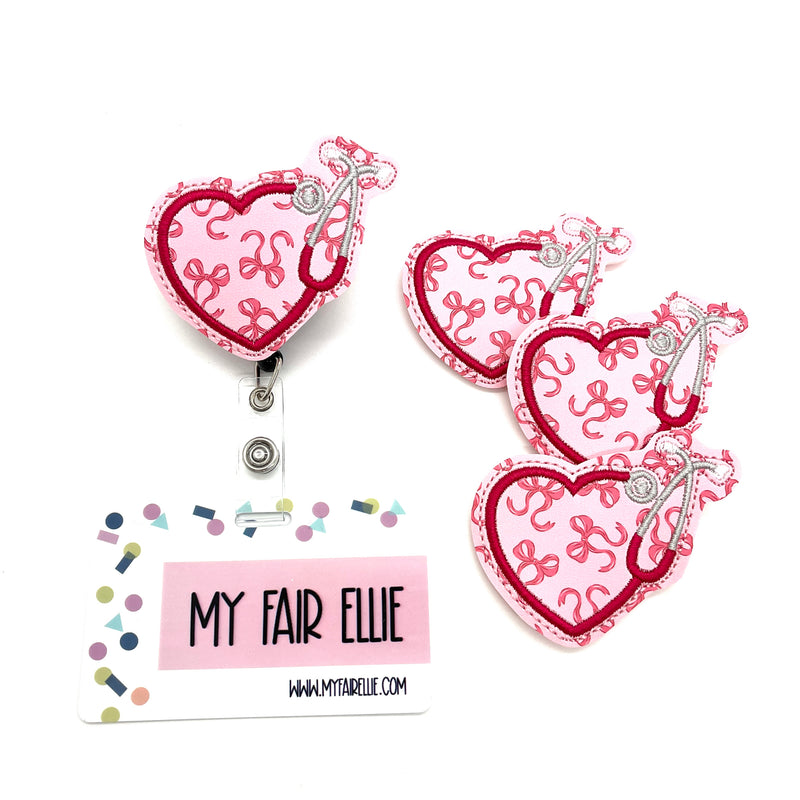 Bow Print Stethoscope Heart // Badge Buddy