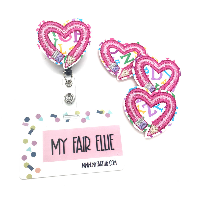 Pink Pencil Heart // Badge Buddy